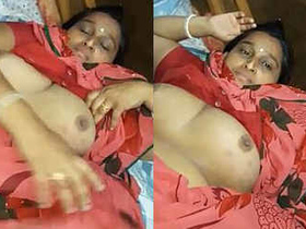 Aroused South Asian man displays breasts and genitals