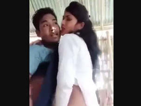 College girl in dress stands and gets fucked