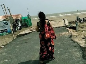 Indian milf gets fucked on a beach in a resort