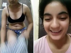 Cute Indian girl masturbates with fingers and moans in pleasure