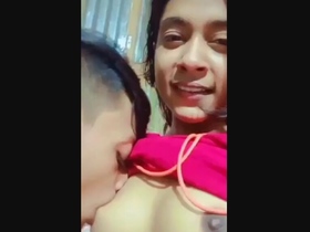 Cute teen with big boobs gives a blowjob in the village