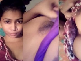 Watch a cute Desi teen show off her hairy pussy in a sexy video