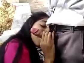 Outdoor cock sucking by young Indian girl
