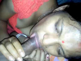 Desi wife gives a sensual blowjob to her husband's friend