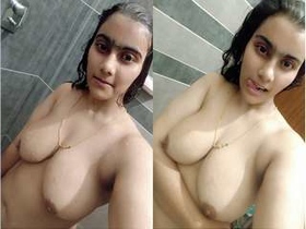 Cute desi girl records herself with her finger