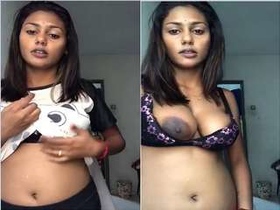 Cute Tamil girl reveals her natural body in a video call