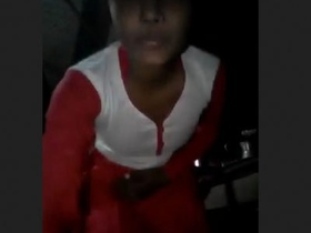 Desi teen opens her dress in a village setting