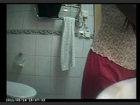 Arousing MMS captured in your cousin's bathroom