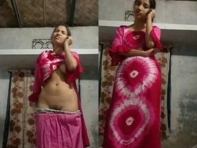 A shy girl shows off her beautiful body
