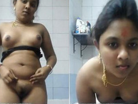 Indian wife seductively undresses in front of camera