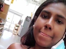 Nude Indian girl takes solo selfie at the mall