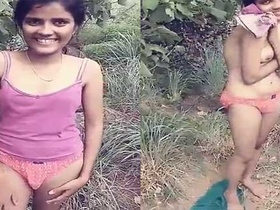 Tamil village girl unveils her secret boobs in the open