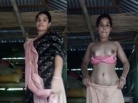 Bengali homemaker sensually strips for the camera