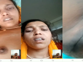 Indian village aunty Bhabha flaunts her big boobs and pussy in a live video