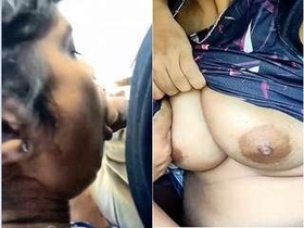 College girl gets naughty in the back of a car