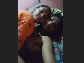 Indian teen rides lover's penis while kissing