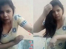 Indian wife on camera with prominent cleavage and flexible poses