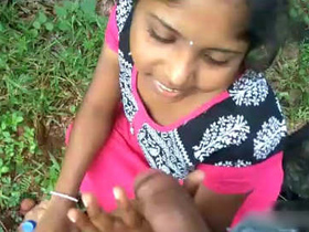 Watch a hot Telugu girl give a POV blowjob in the great outdoors