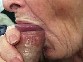Grandma gets pounded from all angles and swallows it