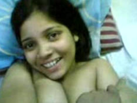 Shy Desi girl gets naked on bed for BF